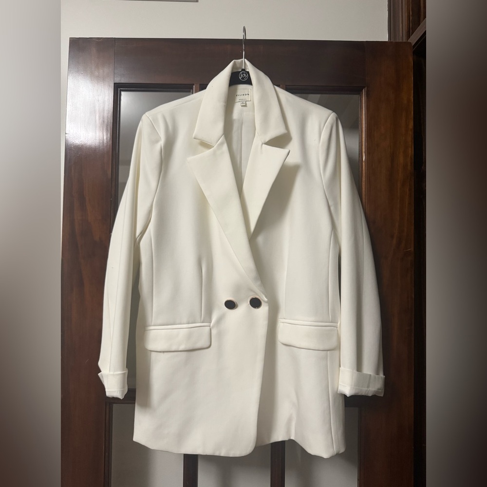Ellison Cream Double-Breasted Blazer